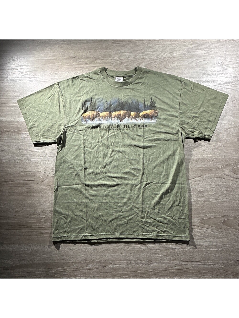 Vintage Black Hills South Dakota Buffalo Graphic T-Shirt Men’s XL Bison Sage Y2K
